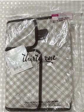 thirty-one Taupe and White Gingham pack and pull caddy
